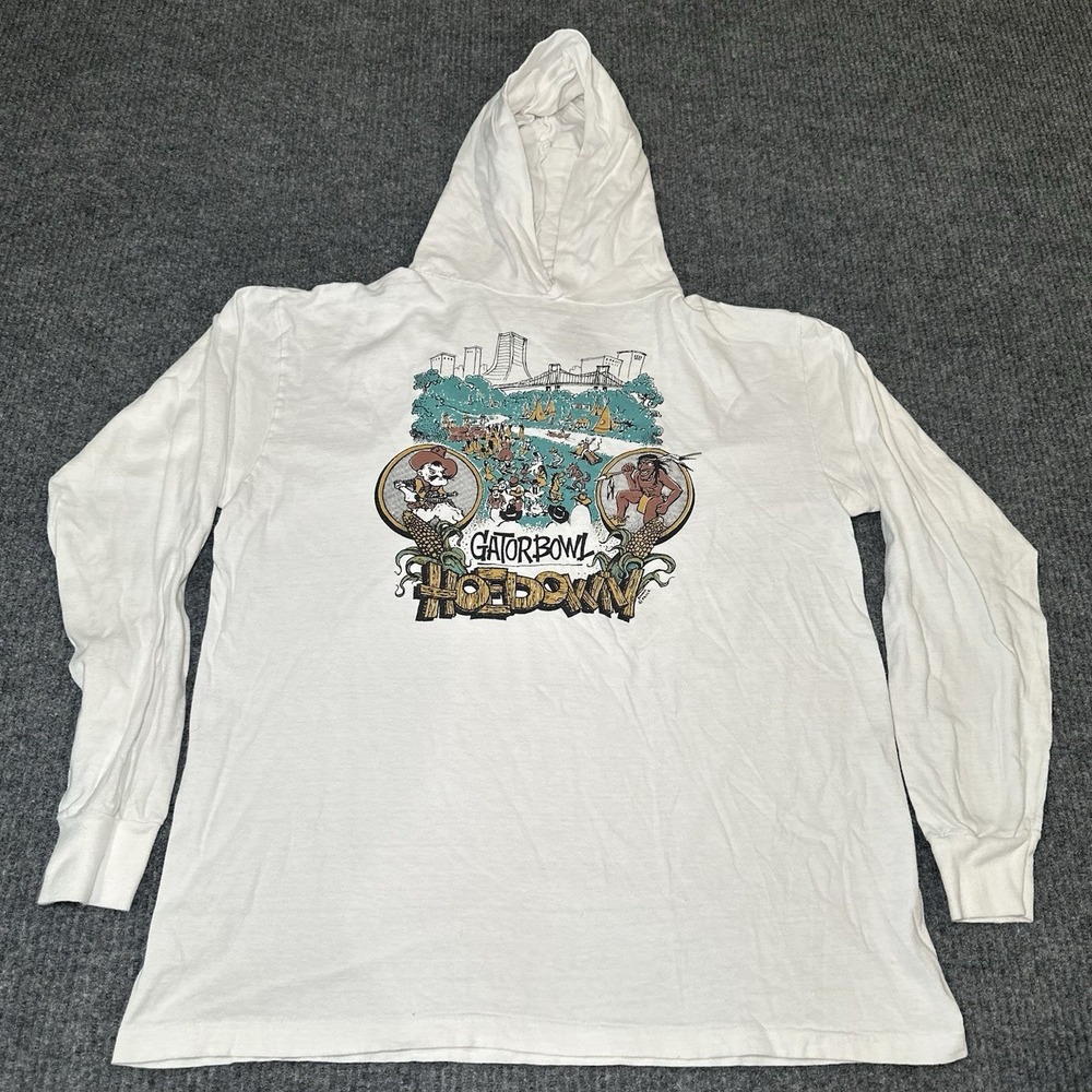 Vintage Rare 1985 GatorBowl Hoedown OSU vs FSU Long Sleeve Hoodie‎ Shirt Size L